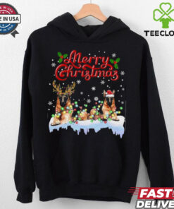 German Shepherd Christmas Lights Funny Dog Matching Family German Shepherd T Shirt