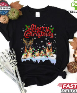 German Shepherd Christmas Lights Funny Dog Matching Family German Shepherd T Shirt