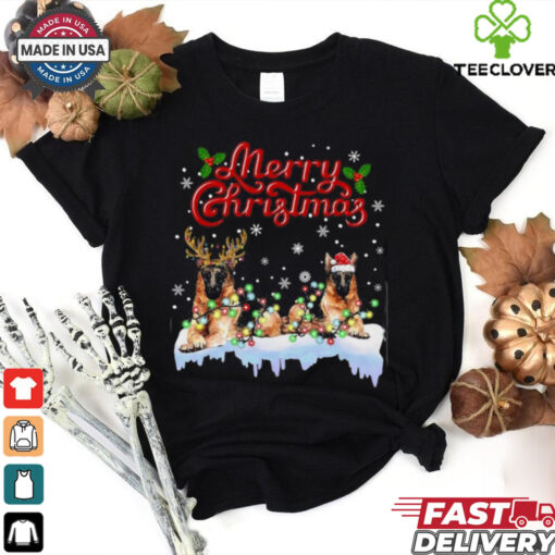 German Shepherd Christmas Lights Funny Dog Matching Family German Shepherd T Shirt