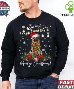 German Shepherd Merry Christmas Lights Santa Hat German Shepherd T Shirt