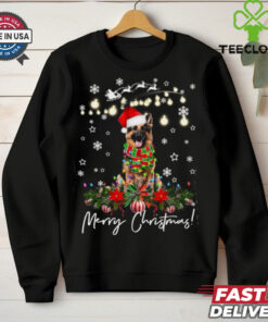 German Shepherd Merry Christmas Lights Santa Hat German Shepherd T Shirt