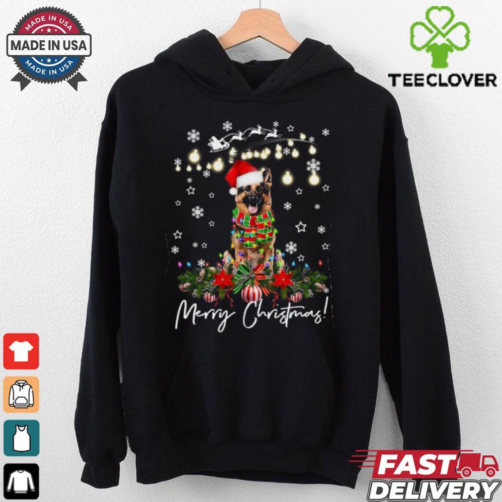 German Shepherd Merry Christmas Lights Santa Hat German Shepherd T Shirt German Shepherd Merry Christmas Lights Santa Hat German Shepherd T Shirt