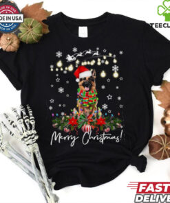 German Shepherd Merry Christmas Lights Santa Hat German Shepherd T Shirt