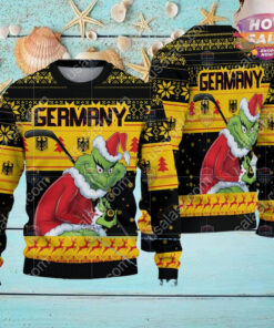Germany Ice Hockey Team Grinch Hockey Stick Ugly Christmas Sweater