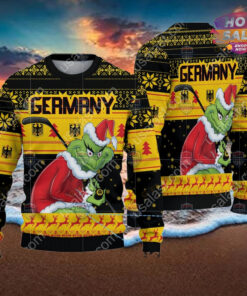 Germany Ice Hockey Team Grinch Hockey Stick Ugly Christmas Sweater