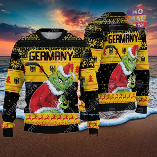 Germany Ice Hockey Team Grinch Hockey Stick Ugly Christmas Sweater