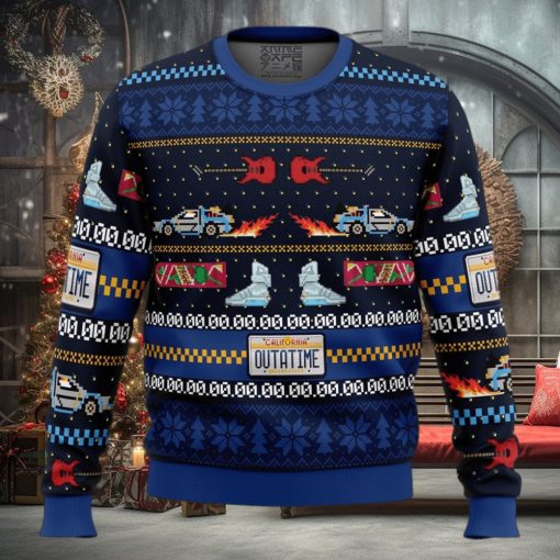 Get Back in Time For Christmas Back to the Future Ugly Christmas Sweater