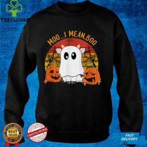 Ghost Cow M.o.o I Mean Boo Pumpkins Moon Halloween T Shirt