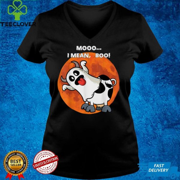 Ghost Cow Moo I Mean Boo Pumpkin Moon Halloween T Shirt (1)