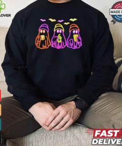 Ghost drinking coffee Halloween neon shirt
