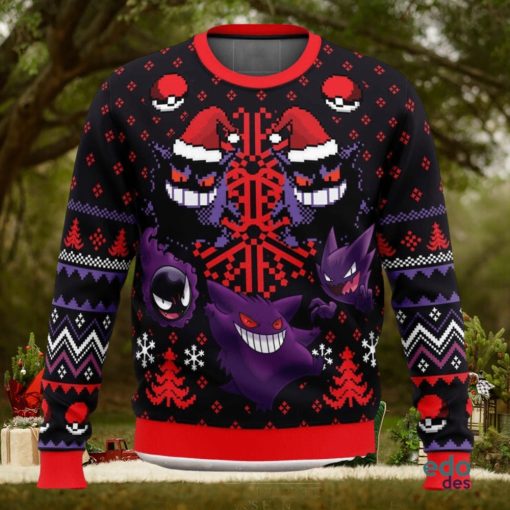 Ghosts Gengar Ghastly Pokemon Ugly Christmas Sweater Unisex 3D Christmas Sweater Gift