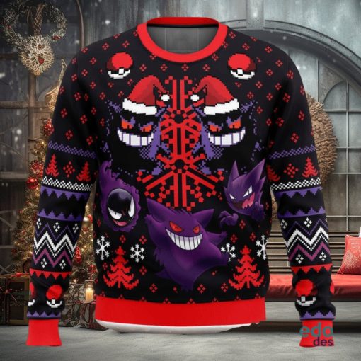 Ghosts Gengar Ghastly Pokemon Ugly Christmas Sweater Unisex 3D Christmas Sweater Gift