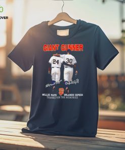 Giant Gunner Willie Mays and Orlando Cepeda signature thanks for the memories T Shirt