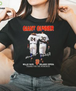 Giant Gunner Willie Mays and Orlando Cepeda signature thanks for the memories T Shirt