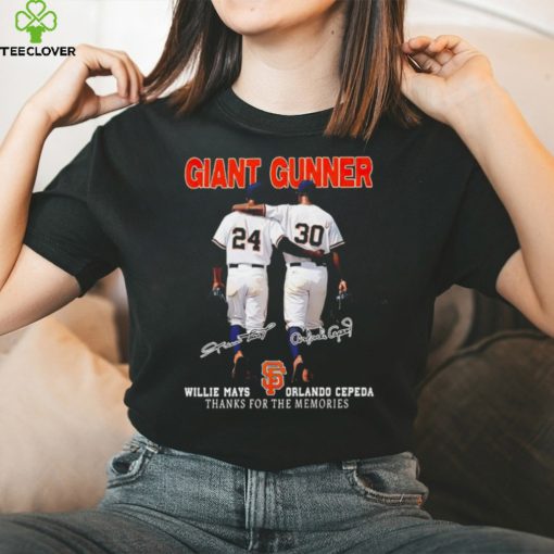 Giant Gunner Willie Mays and Orlando Cepeda signature thanks for the memories T Shirt