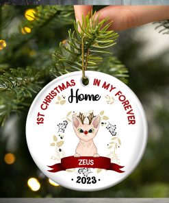 Gift For Cat Owners   Personalized Circle Ceramic Ornament