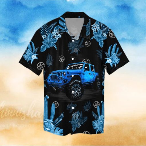 Gift For Dad Blue Jeep Black Unisex Hawaiian Shirts