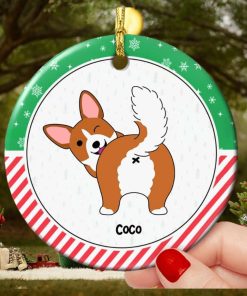 Gift For Dog Lovers, Personalized Ceramic Ornament, Funny Dog Butt Ornament, Christmas Gift