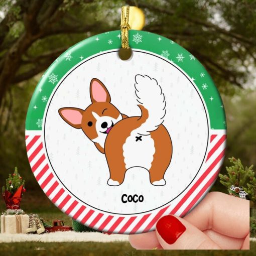 Gift For Dog Lovers, Personalized Ceramic Ornament, Funny Dog Butt Ornament, Christmas Gift