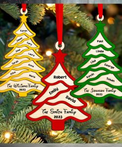 Gift For Family, Personalized 2 Layer Wood Ornament, Custom Name Christmas Tree Ornament, Christmas Gift