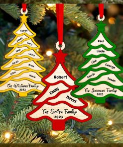 Gift For Family, Personalized 2 Layer Wood Ornament, Custom Name Christmas Tree Ornament, Christmas Gift