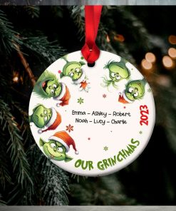 Gift For Family, Personalized Ceramic Ornament, Green Family Ornament, Christmas Gift