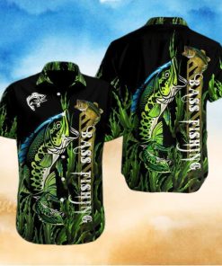 Gift For Father Bass Fishing Black Green Unisex Hawaiian Shirts