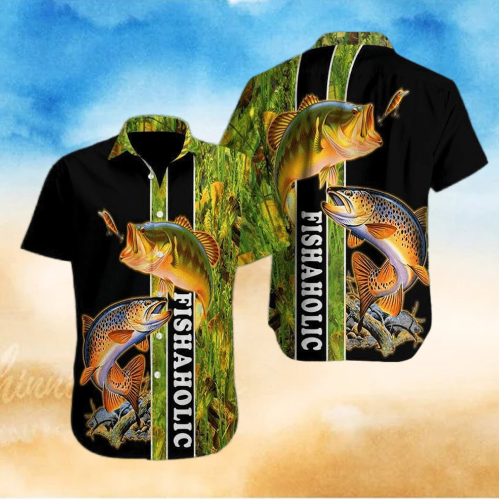 Gift For Father Fishaholic Black Green Unisex Hawaiian Shirts Gift For Father Fishaholic Black Green Unisex Hawaiian Shirts