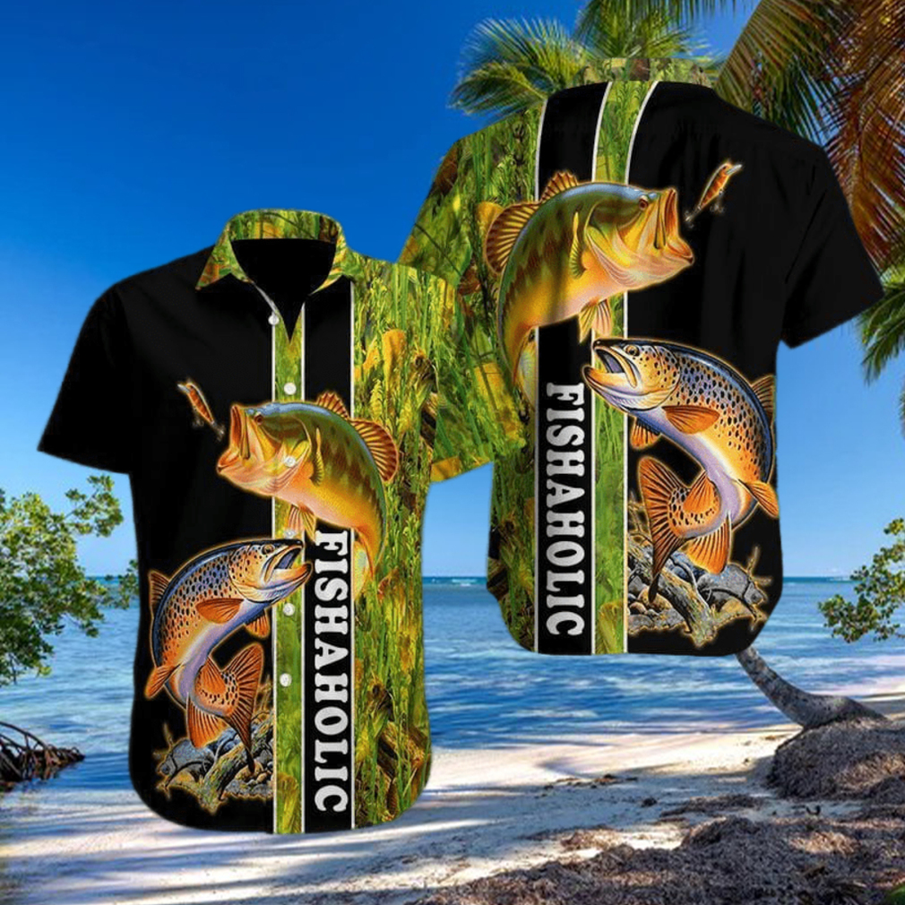 Gift For Father Fishaholic Black Green Unisex Hawaiian Shirts Gift For Father Fishaholic Black Green Unisex Hawaiian Shirts