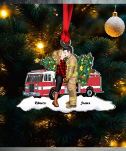 Gift For Firefighter Couple, Couple Gifts, Personalized Acrylic Ornament, Christmas