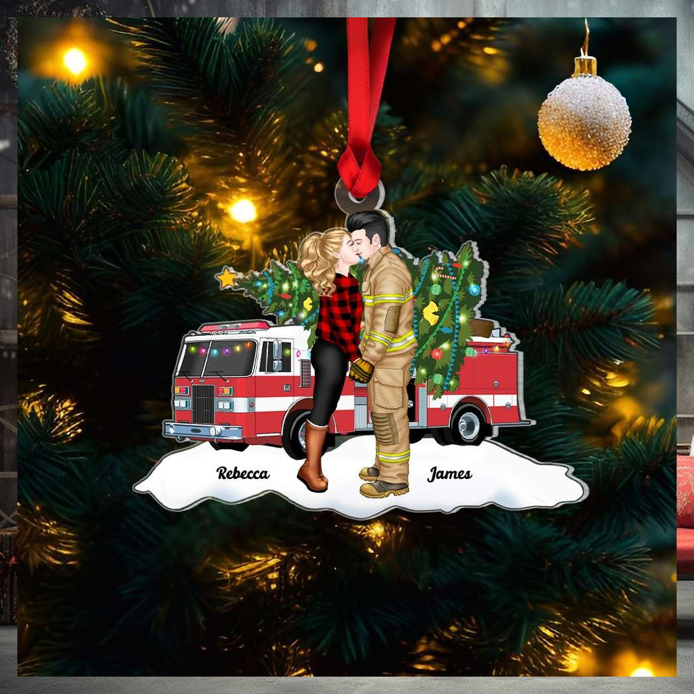 Gift For Firefighter Couple, Couple Gifts, Personalized Acrylic Ornament, Christmas Gift For Firefighter Couple, Couple Gifts, Personalized Acrylic Ornament, Christmas