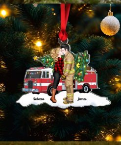 Gift For Firefighter Couple, Couple Gifts, Personalized Acrylic Ornament, Christmas