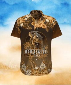 Gift For Mother Mamasaurus T Rex Brown Hibiscus Unisex Hawaiian Shirts