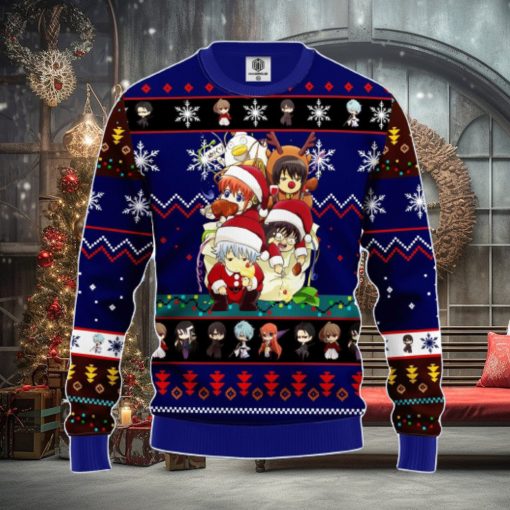 Gintama Ugly Christmas Sweater Blue 1 Amazing Gift Men And Women Christmas Gift