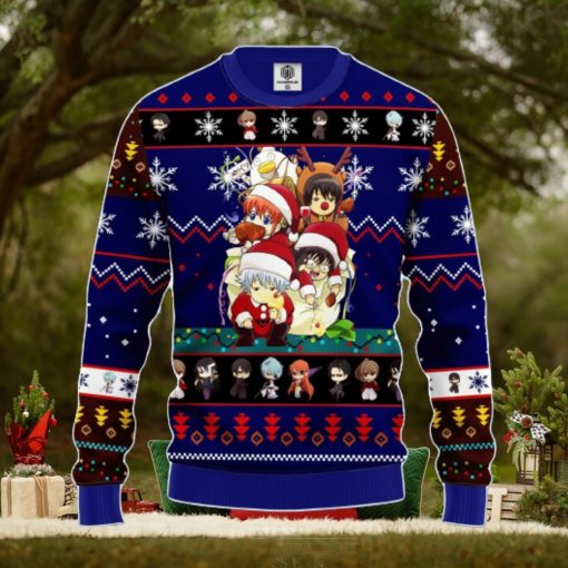 Gintama Ugly Christmas Sweater Blue 1 Amazing Gift Men And Women Christmas Gift