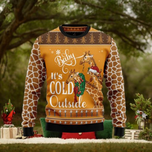 Giraffe Baby It‘s Cold Outside Ugly Christmas Sweater Gift Men Women
