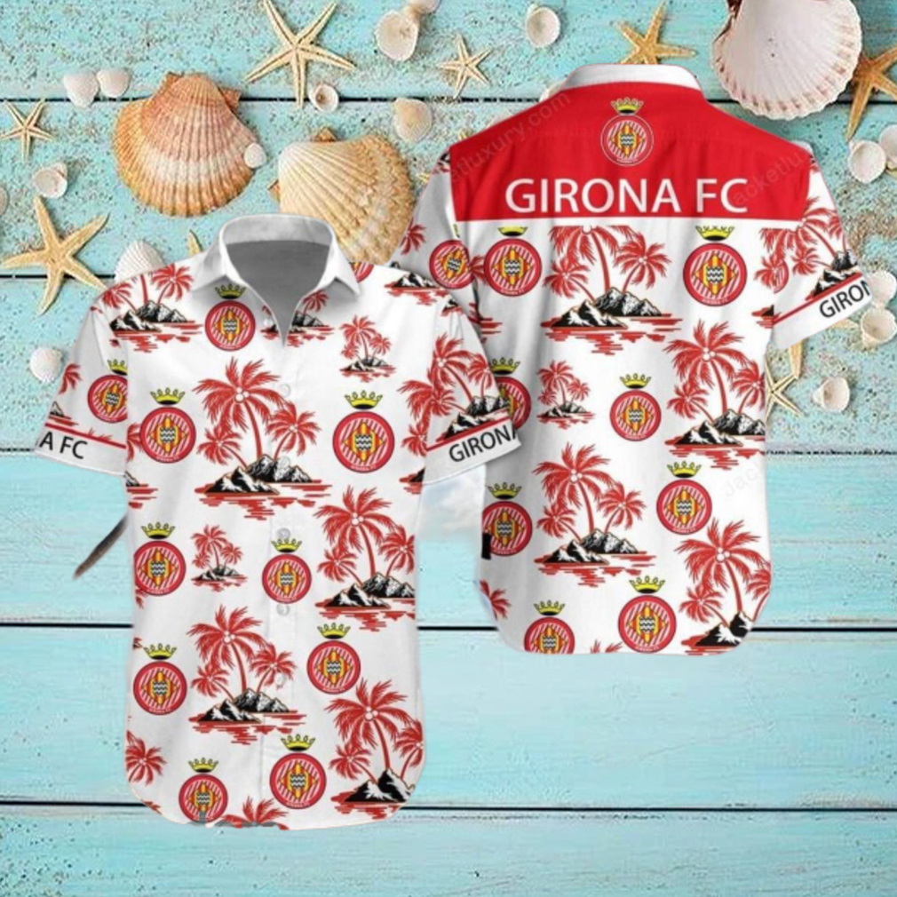 Girona FC Laliga Red Coconut Hawaiian Shirt Impressive Gift Girona FC Laliga Red Coconut Hawaiian Shirt Impressive Gift