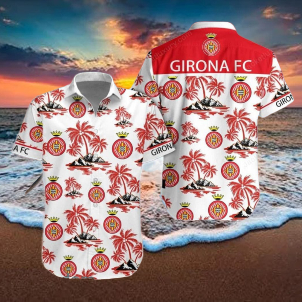 Girona FC Laliga Red Coconut Hawaiian Shirt Impressive Gift Girona FC Laliga Red Coconut Hawaiian Shirt Impressive Gift