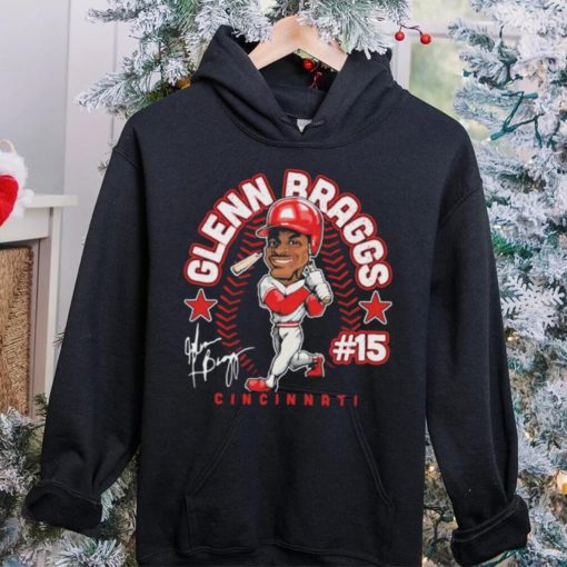 Glenn Braggs number 15 Cincinnati Reds baseball player caricature signature hoodie, sweater, longsleeve, shirt v-neck, t-shirt