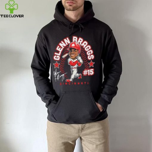 Glenn Braggs number 15 Cincinnati Reds baseball player caricature signature hoodie, sweater, longsleeve, shirt v-neck, t-shirt