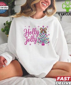 Glitter Holly Jolly Christmas Tree Shirt