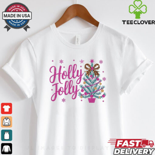 Glitter Holly Jolly Christmas Tree Shirt