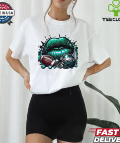 Glitter Philadelphia Eagles Football Lips Helmet T Shirt