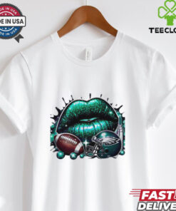 Glitter Philadelphia Eagles Football Lips Helmet T Shirt