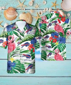 Buffalo Bills Hawaiian Shirt Flamingos Tropical Leaves Summer Gift For Friend NFL Hawaiian Shirt