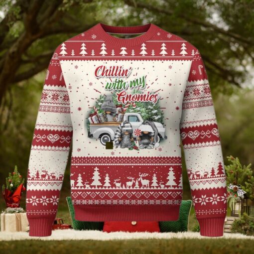 Gnome Christmas Ugly Christmas Sweater Chillin With My Gnomies Xmas Truck