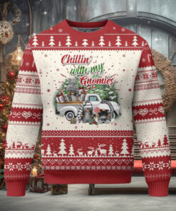 Gnome Christmas Ugly Christmas Sweater Chillin With My Gnomies Xmas Truck