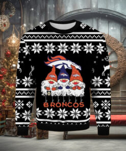 Gnome Fan Denver Broncos Ugly Christmas Wool Knitted Sweater