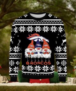 Gnome Fan Denver Broncos Ugly Christmas Wool Knitted Sweater