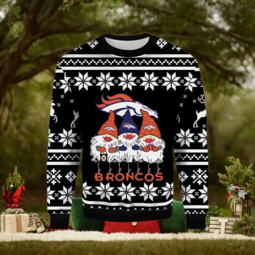 Gnome Fan Denver Broncos Ugly Christmas Wool Knitted Sweater